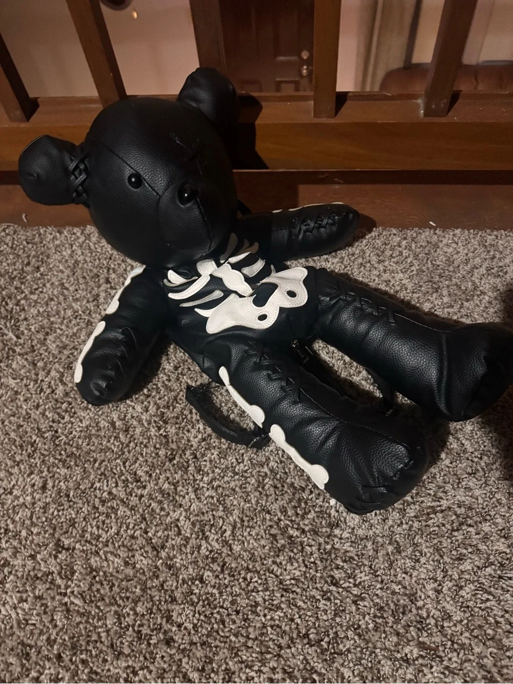 Black Teddy Bear Skeleton Backpack